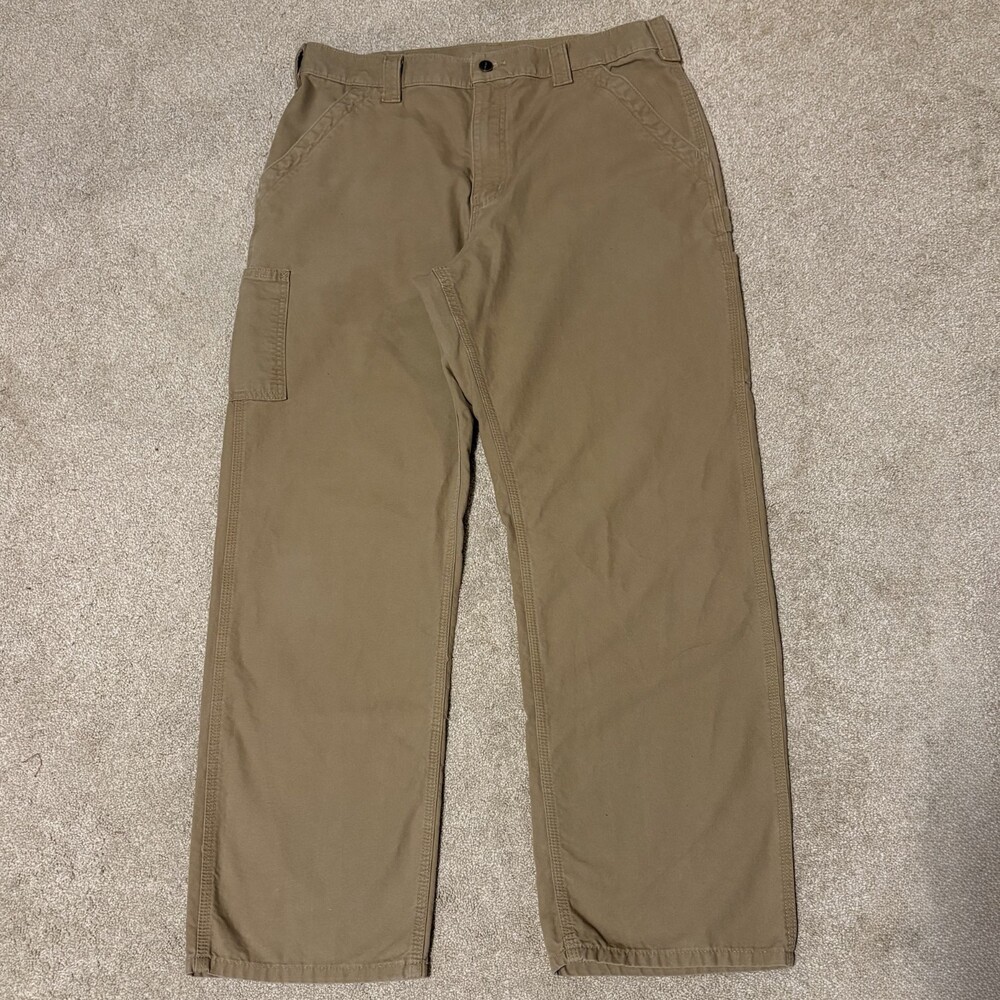 Carhartt Mens Carpenter Cargo Pants 36x32 Tan Khaki Relaxed Fit Canvas Workwear